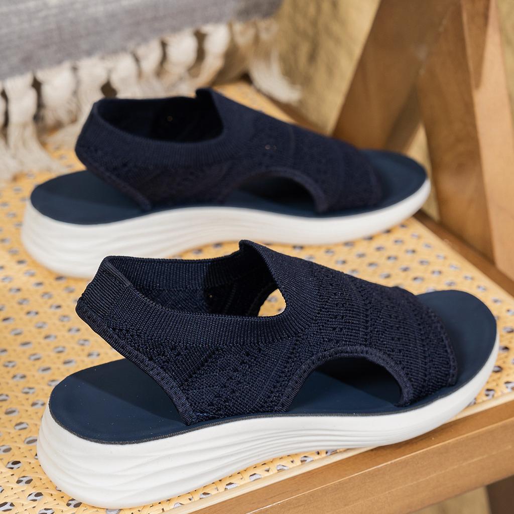 Sandali da Passeggio da Donna con Supporto per l'Arco del Piede Punta Aperta Cinturino Regolabile alla Caviglia Sandali Comodi da Passeggio Scarpe con Zeppa Slingback in Tessuto Traspirante per Donna