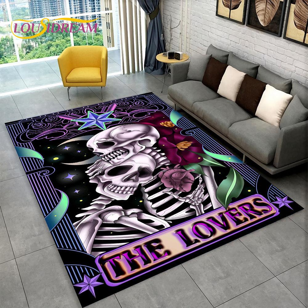3D Creative Gothic Horror Skull Modern Area Rug,Carpet Rug for Living Room Bedroom Sofa Doormat Decor,Kitchen Non-slip Floor Mat