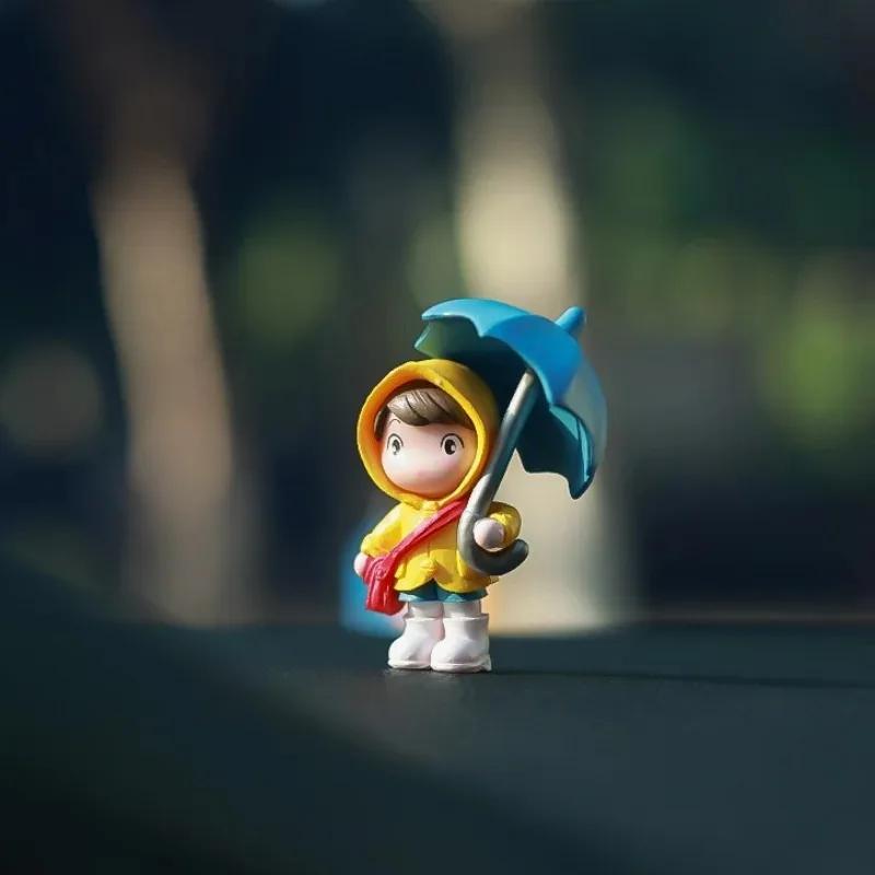 4PCS Cartoon Character Little Girl Home Decoration Ornament Car Decoration Ornament Umbrella Girl Model