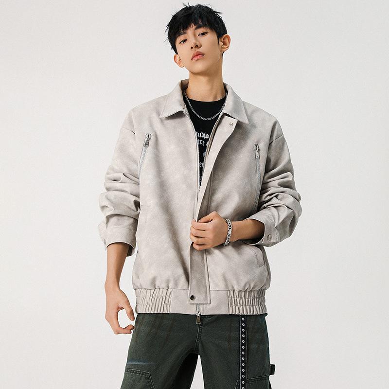 

Мужская осенне-зимняя новая куртка из ПУ кожи с лацканами, мужская куртка в стиле кэжуал, корейская версия, модная, хулиганская, красивая мотоциклетная куртка 2XL