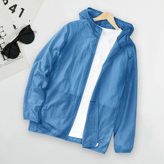 בגדי הגנה מפני השמש צבע אחיד דקים במיוחד נושמים שרוולים ארוכים רפויים עמידים בפני קרינת UV קרדיגן קיץ ספורט חוץ דיג מעיל עם קפוצון בגדי גברים