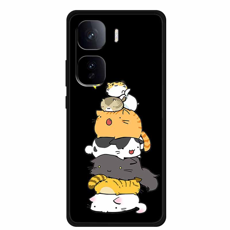 Black Silicone Case For Vivo iQOO Neo 10 Pro Plus Case Cartoon Coque Soft Back Cover For Vivo iQOO Neo 9s Pro Plus Case Funda