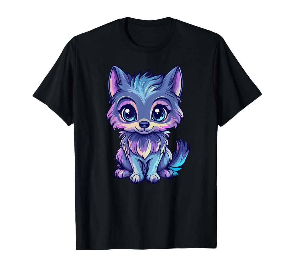 Cute colorful wolf kids art. T-shirt