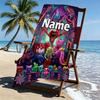 Custom Name Personalized Poppy Playtime Print Beach Towel, for Trip Camping Beach Party Home Decor, Birthday Gift for Family & Friends