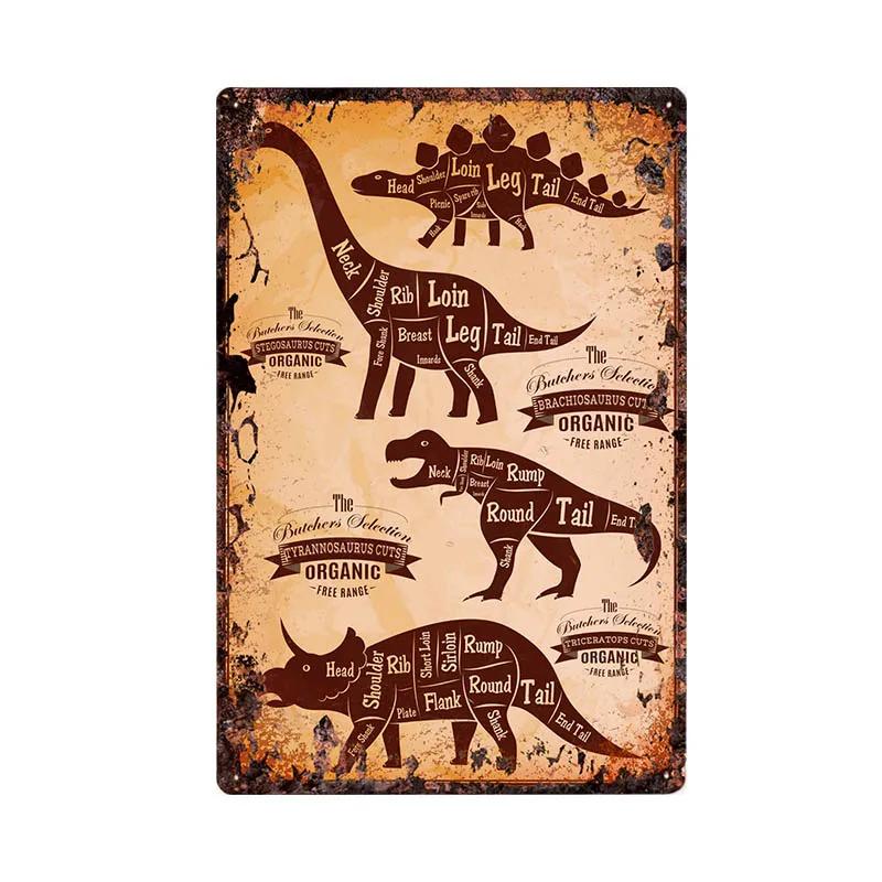 Butcher Shop Vintage Metallskylt Kökaffisch Nötkött Gris Anka Köttsnittsguide Retro Väggplakett Målning Hantverk 20x30cm