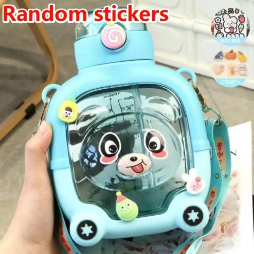 

Ремни Портативная бутылка для напитков Герметичная Пластиковая чашка-бутылка с медведем Детская поилка для воды На открытом воздухе синий