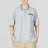 Puma Logo Print Zip-Up Short Sleeve Polo Shirt Men Tops Grey 622541-04