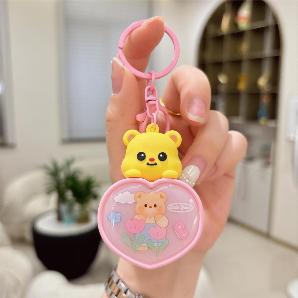 Luminous Heart Bear Keychain - Cartoon Night Light Pendant for Couples