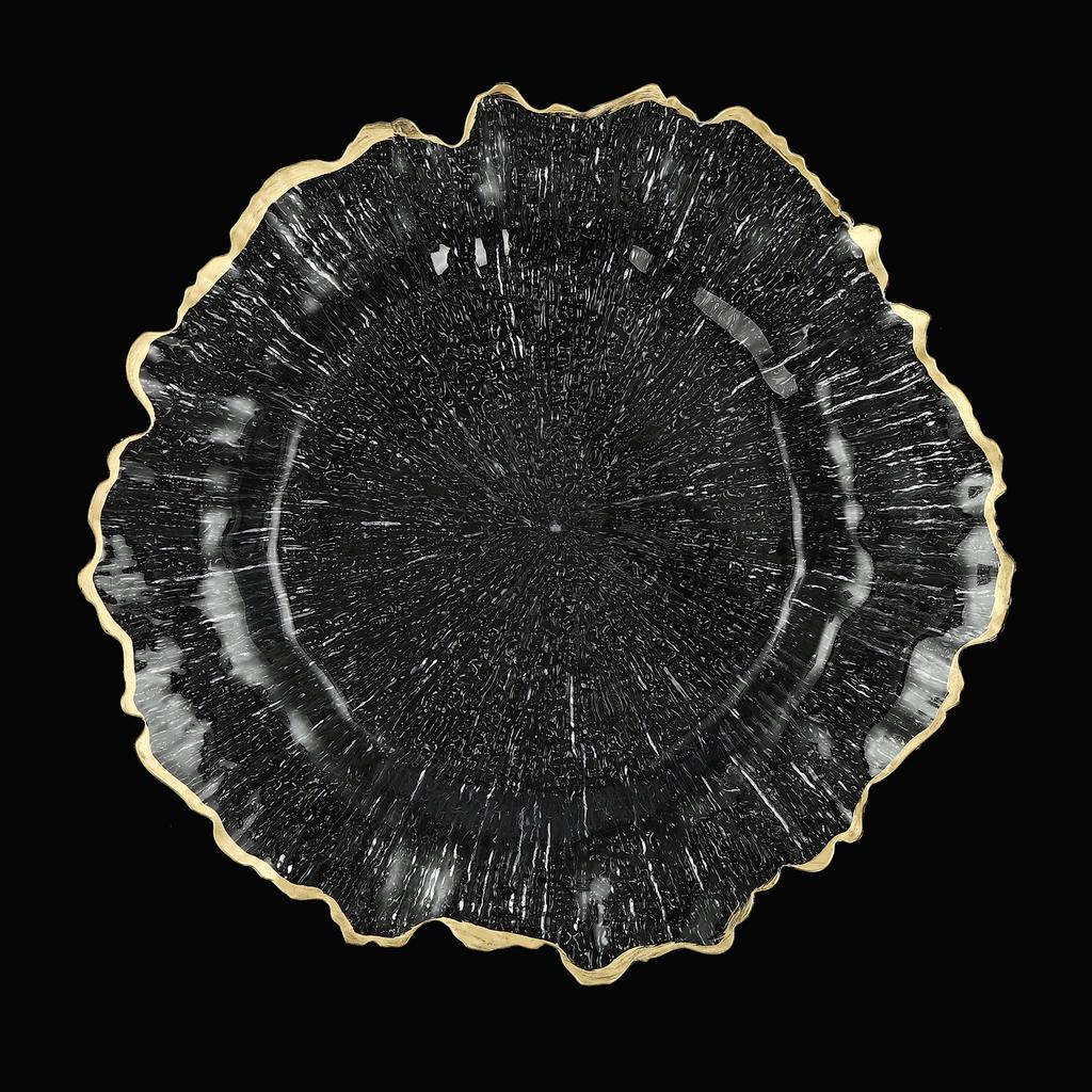 25 Stück Servierteller Großhandel Kunststoff Blumendekor Servierteller Hochzeit für Abendessen Servierteller für Partys 13 Zoll, 12,6 Zoll (Gold)