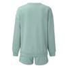 Women's Comfortable Casual Fashionable Solid Color Round Neck Sweatshirt Shorts Two-piece Set