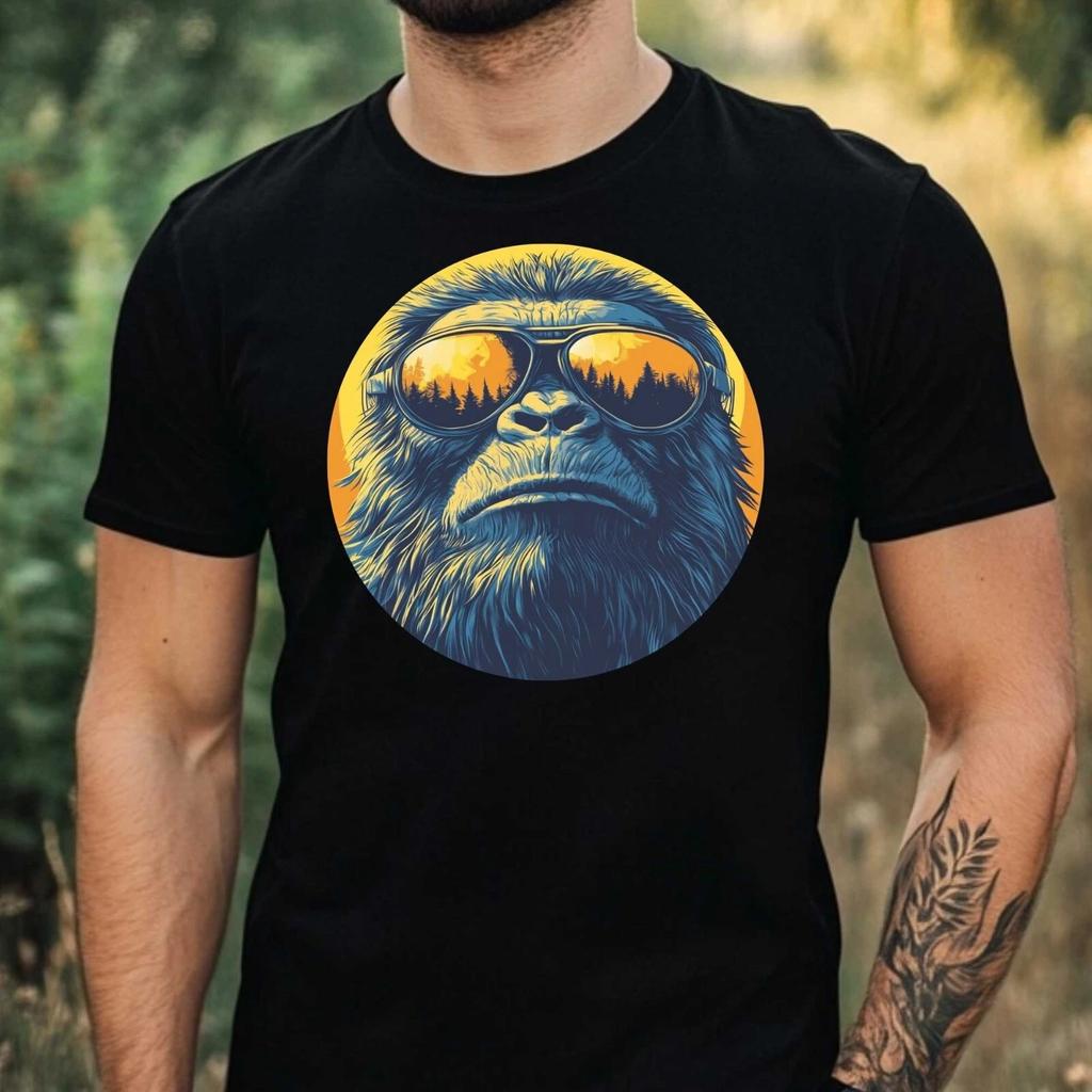 T-Shirt Herren Bigfoot mit Sonnenbrille Motiv Baumwolle Größe XS bis 5XL