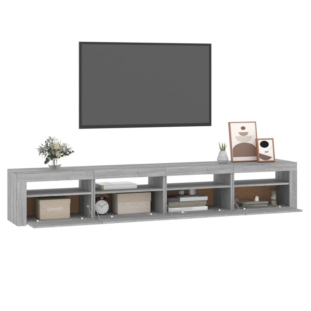 Vidaxl TV Cabinet with LED Lighting, Sonoma Oak Grey, 240X35X40 Cm