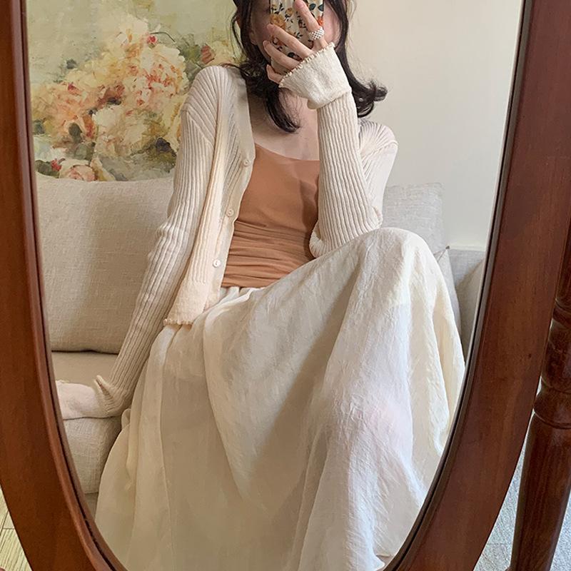 Delikatny i Elegancki Różowy Dzianinowy Kardigan dla Kobiet, Krótki Top Klimatyzowany Chroniący przed Słońcem