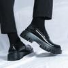 New Platform Shoes Loafers Shoes Men Thick-soled Wedding Shoes Black Formal Business Shoes Slip-on Leather Increase Casual Shoes