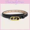 Simple Gold Oval Buckle Decoration Women Solid Color Slim Belt For Use Daily