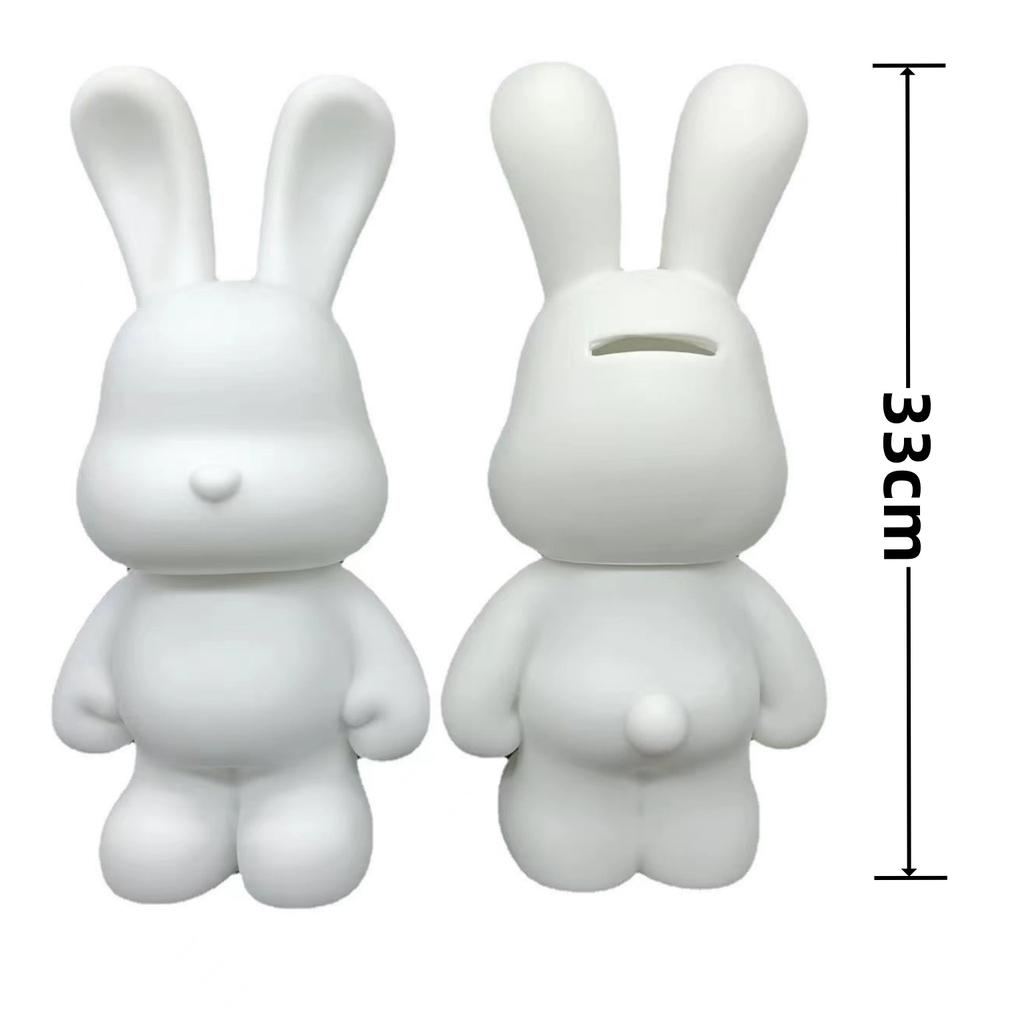 DIY Paint Fluid Rabbit Figure Handmade Pigment Doll Toy White Vinyl Bear Figurine Sculpture House Decoration Table Accessories