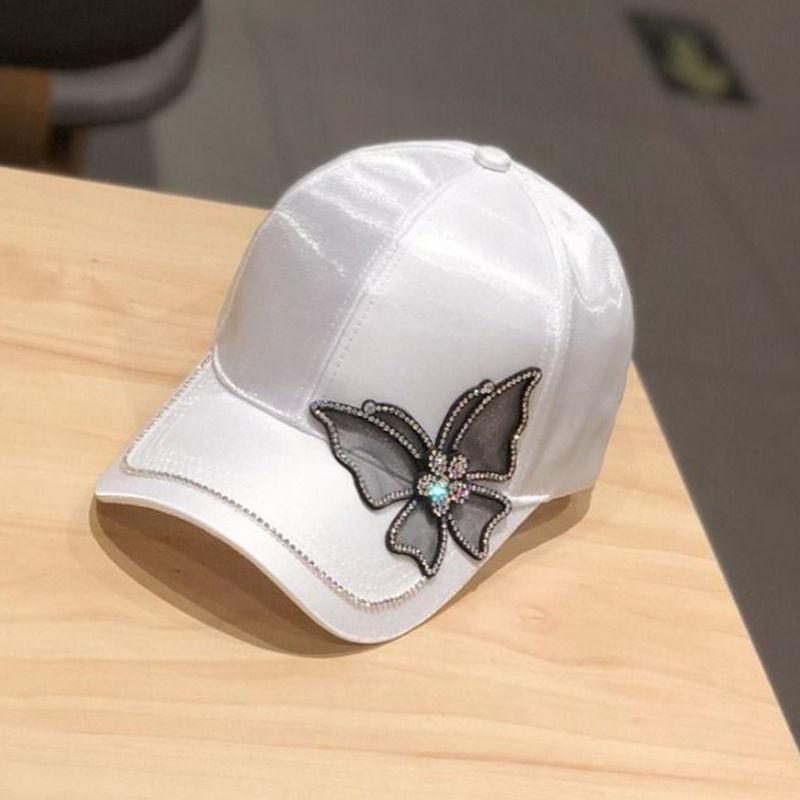 Spring and summer women's lace butterfly rhinestone baseball cap fashion mercerized cap versatile sun hat tide