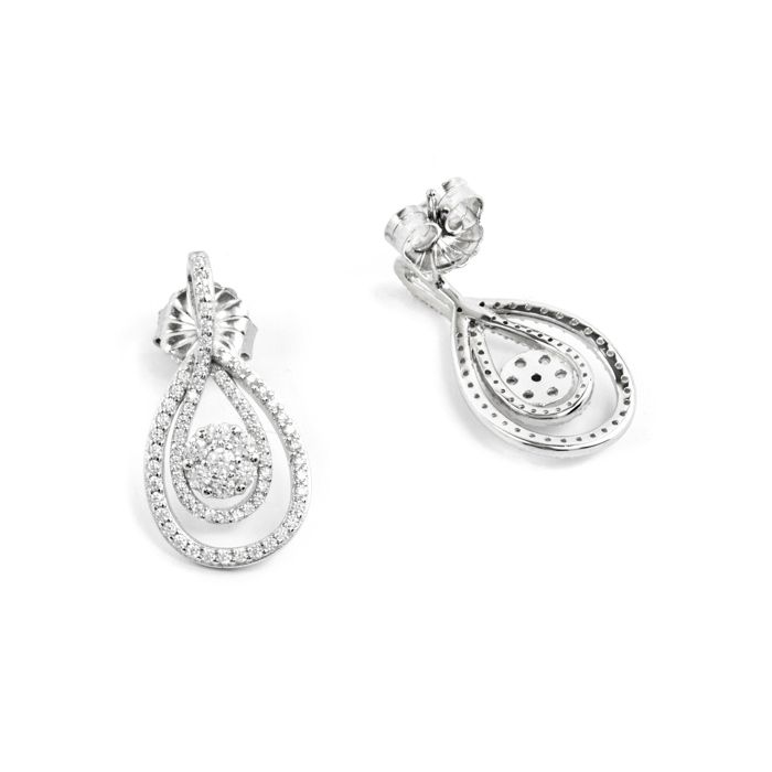Boucles d'oreilles - LUXENTER - Isloth - Argent 925 - Plaqué rhodium - Zircone cubique