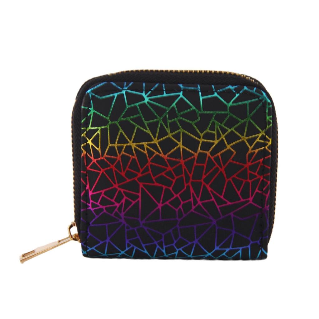 Graphics Colorful Laser Zipper Short Small Wallet Wallet