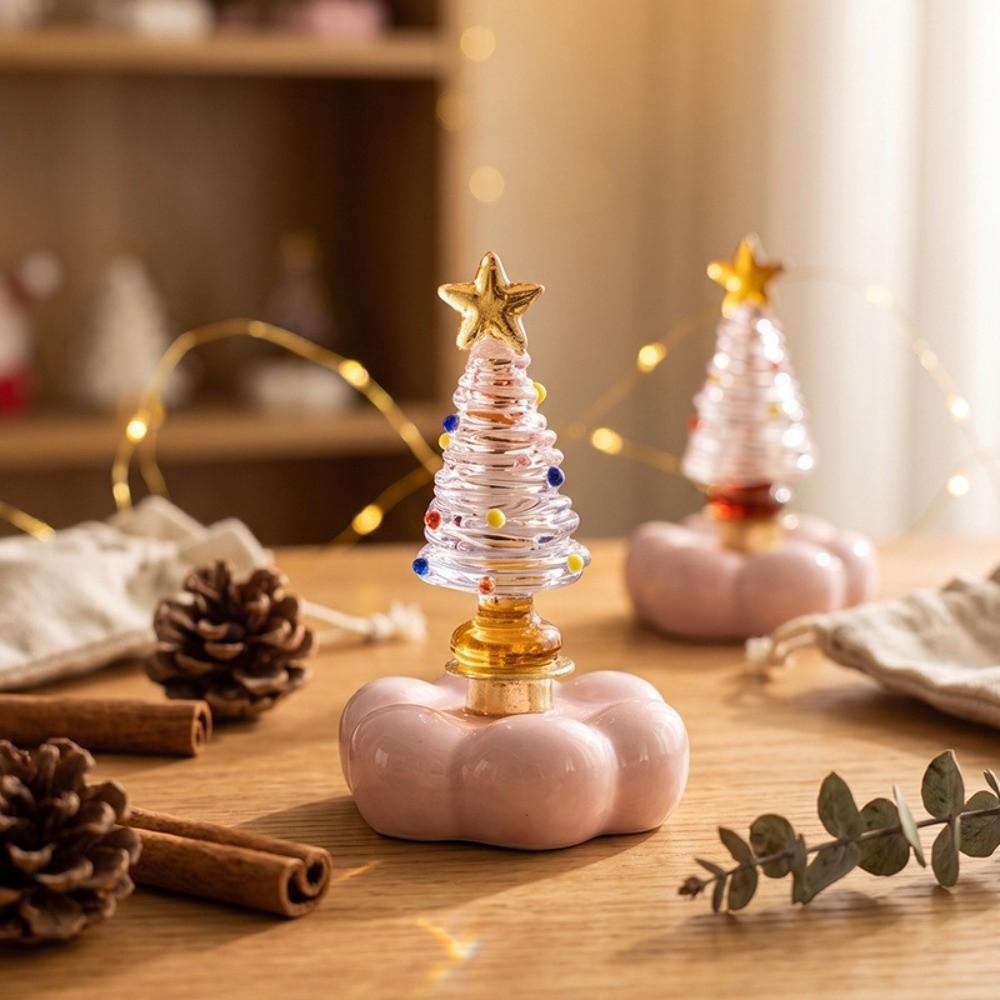 Glass Glass Christmas Tree Rotating Display Base Mini Tree Ornament  Home Table Decor