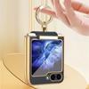Glitter Diamond Rings Leather Plating Phone Case for Samsung Z Flip 6 5 4 3 Flip6 Flip5 Luxury Shockproof Protective Back Cover