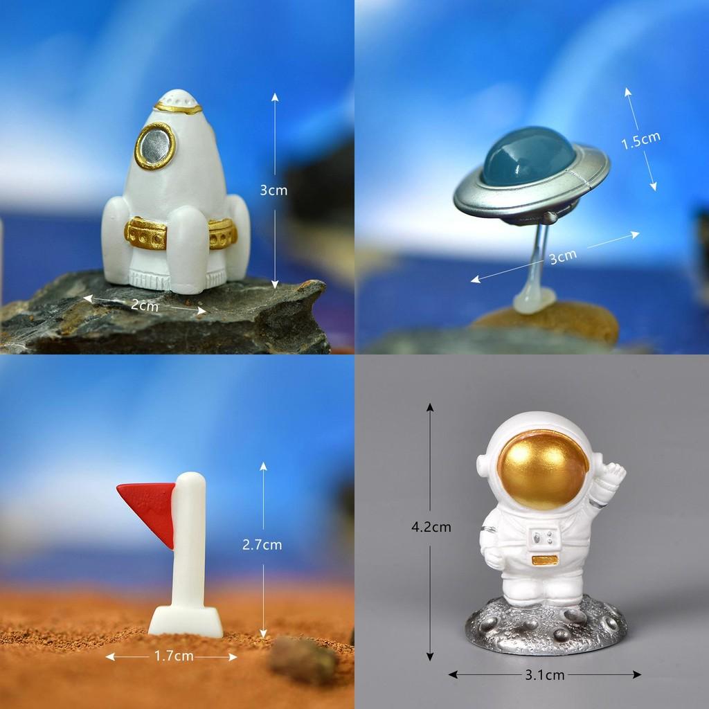 Cute Resin Astronaut Figurine Unique Home Decor Space Theme Cake Topper Accessory