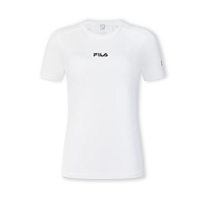 Fila Camiseta Preta Refrescante Respirável Esportiva Casual Diária Feminina Tops Branco Jade A11W431112FWT