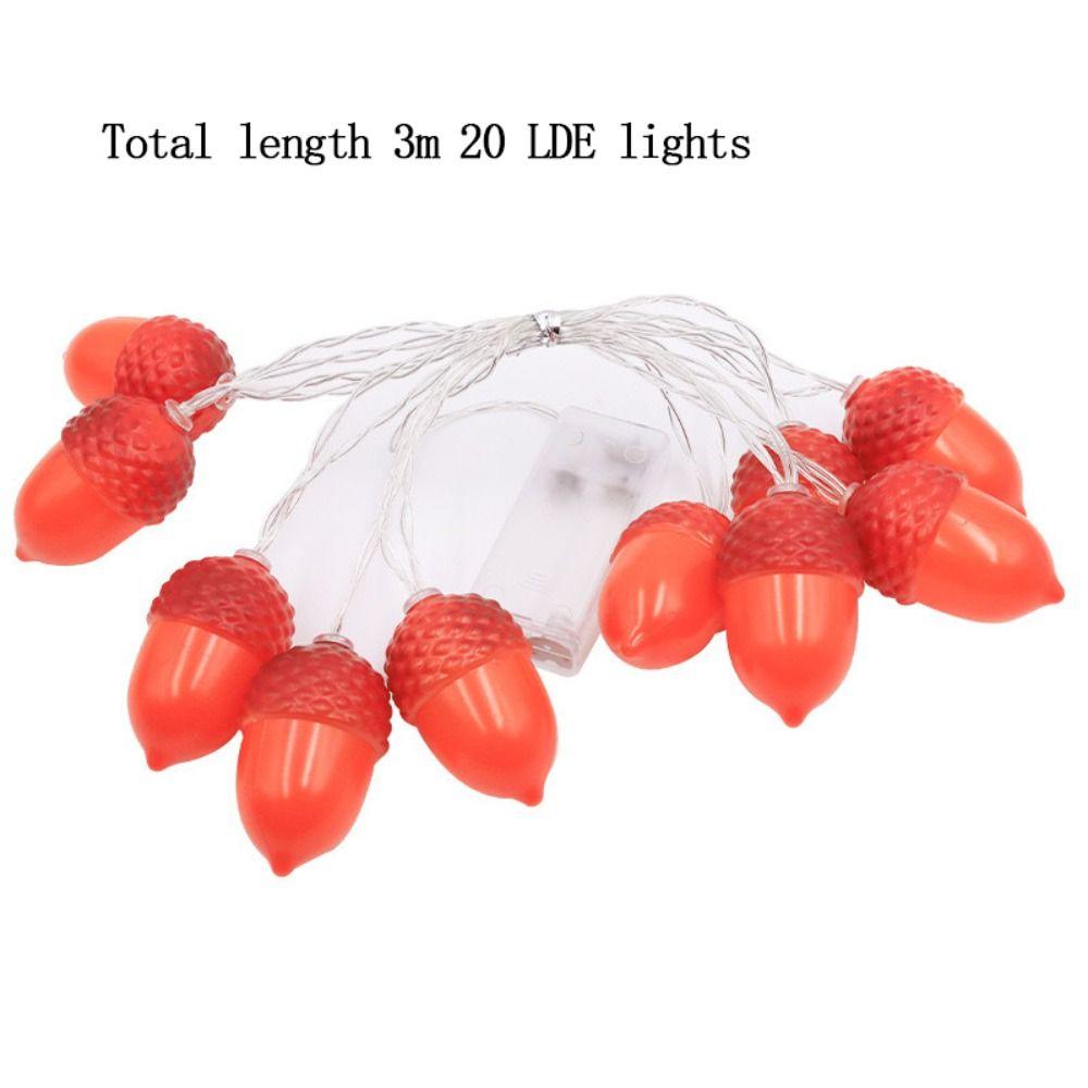 3m 20LED Christmas Decorative Lights Flashing Lights Simulation Pine Cone Light String Secure Portable Decorative Lantern String