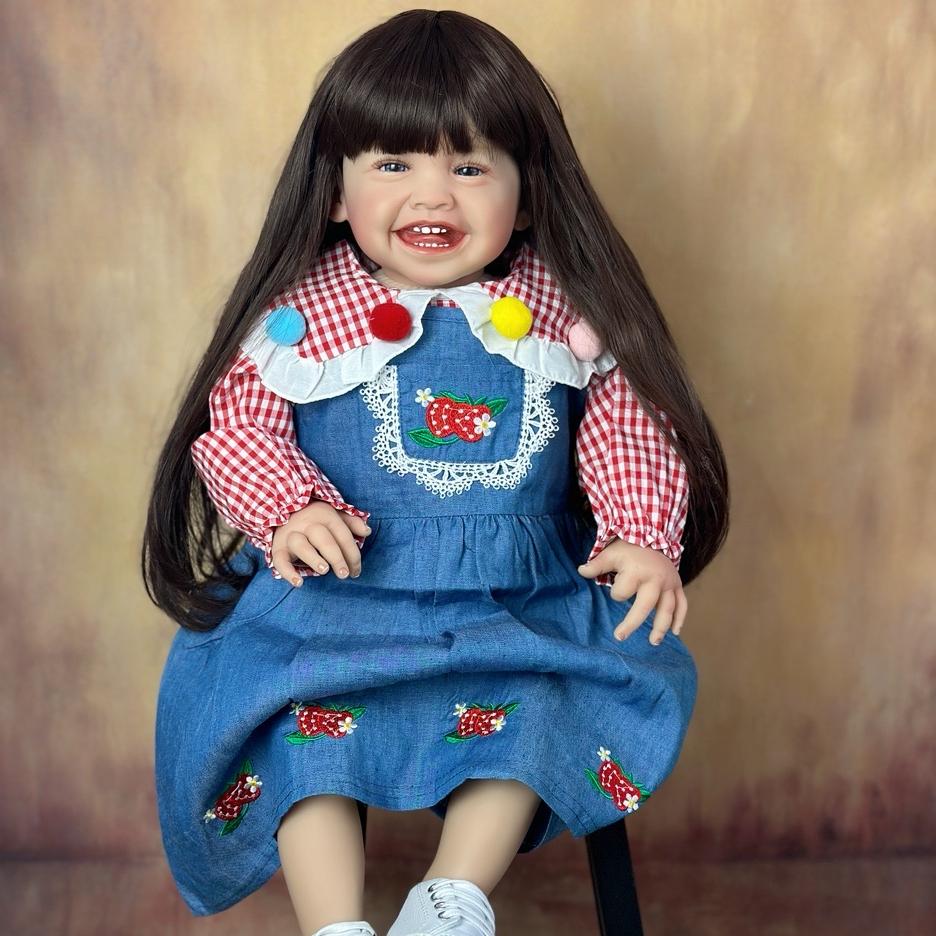 

BZDOLL Мягкий винил Реборн Малыш Кукла 60 СМ 24 Дюйма для Девочки Реалистичный Винил Принцесса Наряд Бебе Игровой Дом cloth body doll