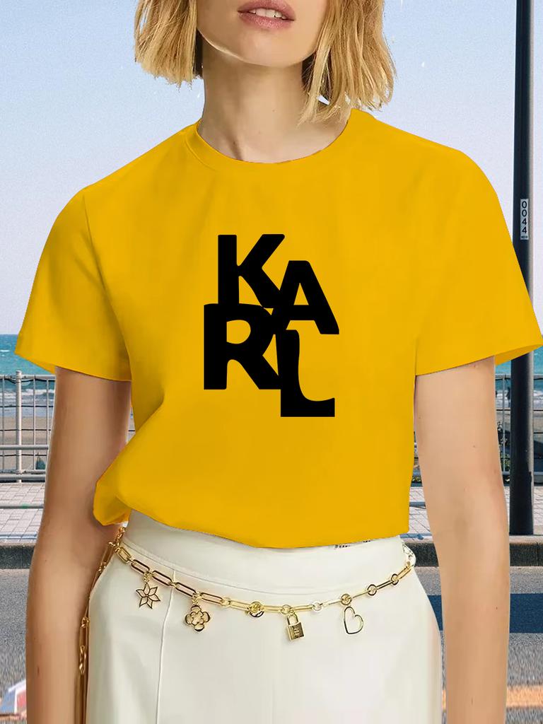 KARL Women's T-Shirt Letter Printing Short Sleeve Cotton Tees High Quality Luxury Brand T-shirt Summer Streetwear Y2k Tops