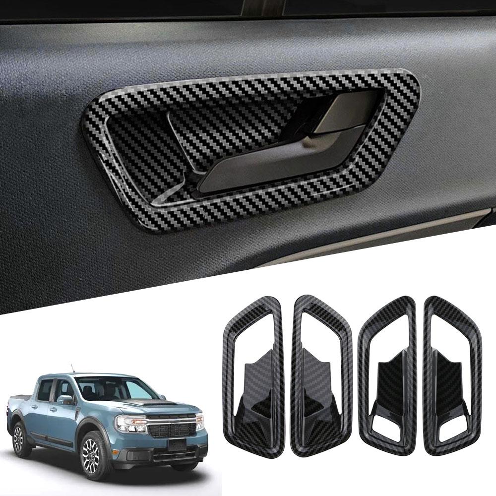 

ABS Углеродное волокно Отделка чаши внутренней двери для Ford Maverick 2022-2024 Накладки на рамки ручек внутренних дверей Аксессуары чёрный