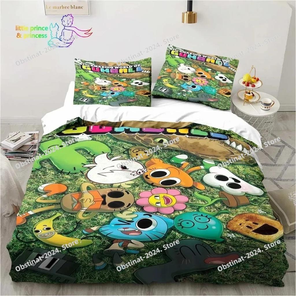 Erstaunliche Welt Gumball 3D Bettwäsche Set Bedrucktes Bettwäsche-Set Bettbezug Laken Kissenbezug Bett Weiche Deckenabdeckung Einzel Doppel Queen King Größe Geschenk