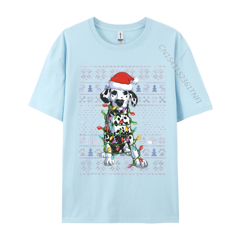 Vintage T Shirts Faddish Funny Dalmatian Dog Lover Santa Hat Ugly Tshirt Cotton Adult Tops  Tees Graphic Tees