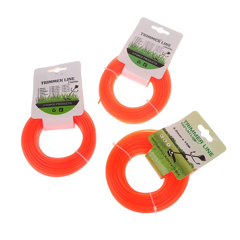 1Pc 15M*2.4Mm/2.7Mm/3Mm Mowing Nylon Grass Trimmer Rope Brush Cutter Line
