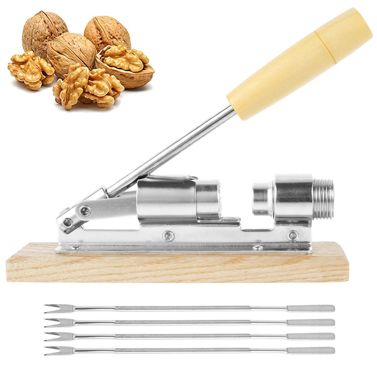 

Pecan Nut Cracker Tool for Easy Cracking Heavy Duty Nut Sheller with Wood Base Handle and Fork Adjustable Desktop Nut Crackers