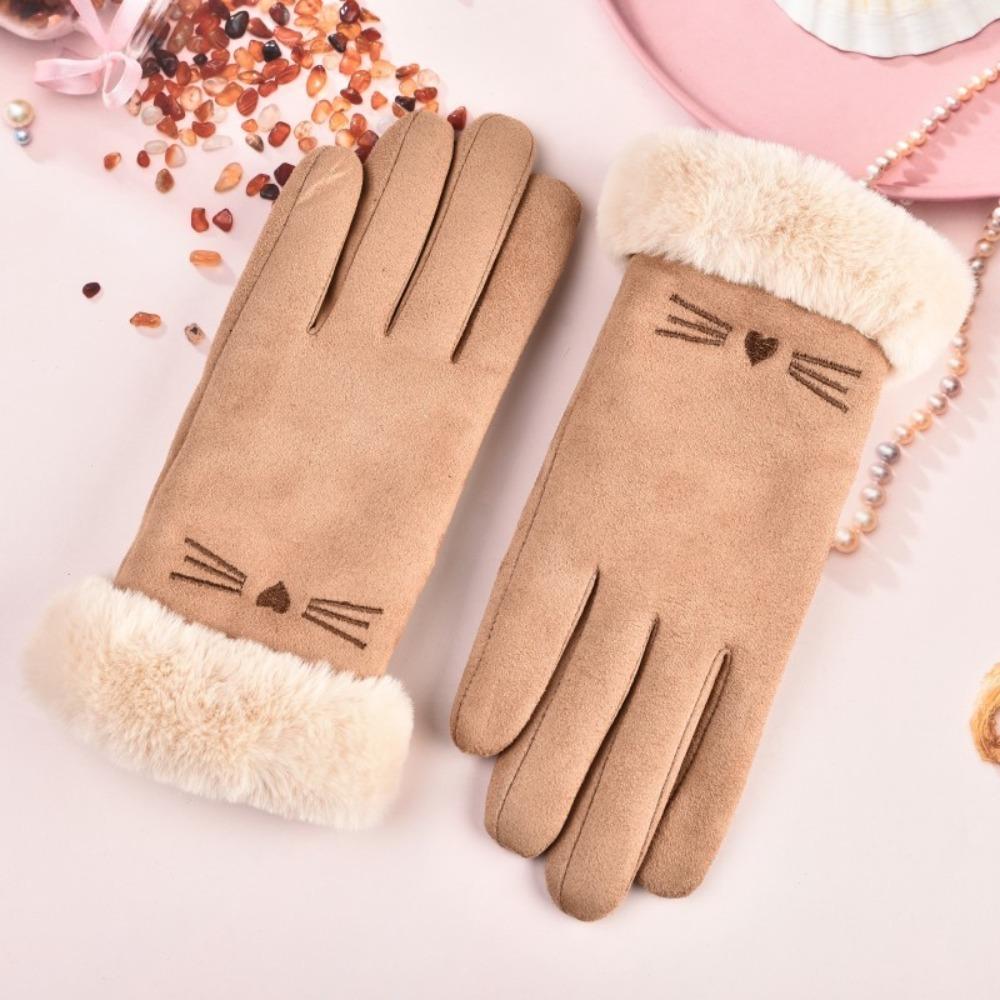

Autumn Winter Warm Gloves Plush Mittens Fashion All Finger Gloves Men Women хакі