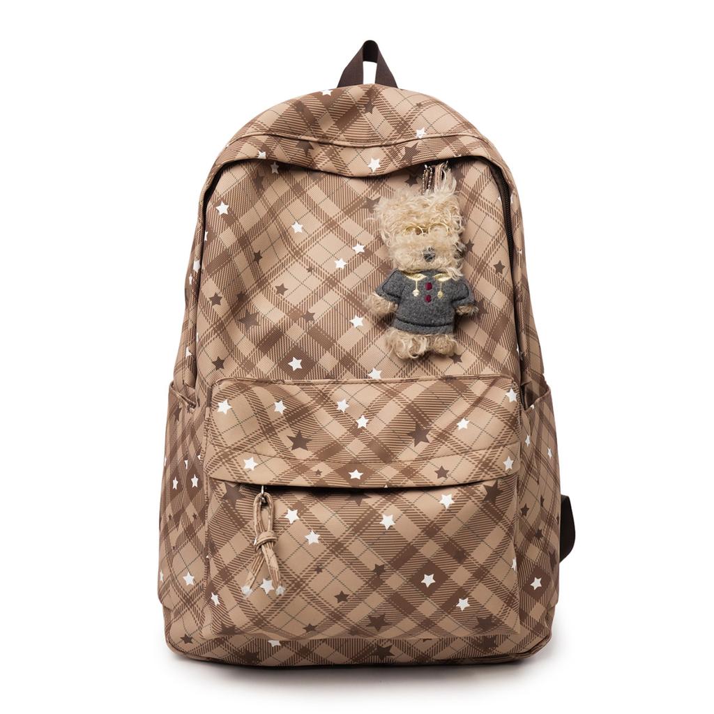 Schoolbag high value plaid star backpack women commuter leisure large capacity schoolbag light travel trend versatile backpack