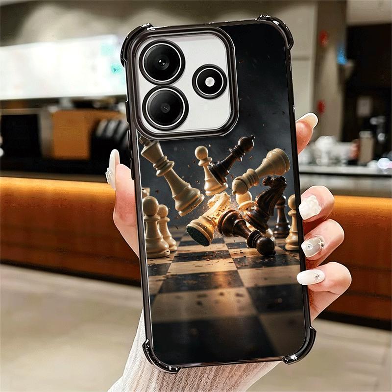 Competitive Chess Game Plating Phone Case For Xiaomi Redmi Note 14 15 Pro Plus 13 12 11 11S 11T 10 9S 9 5G Anti-Fall Airabag Cov