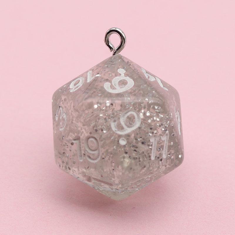 20-Sided Colored Transparent Acrylic Dice Pendant Keychain for DIY Jewelry