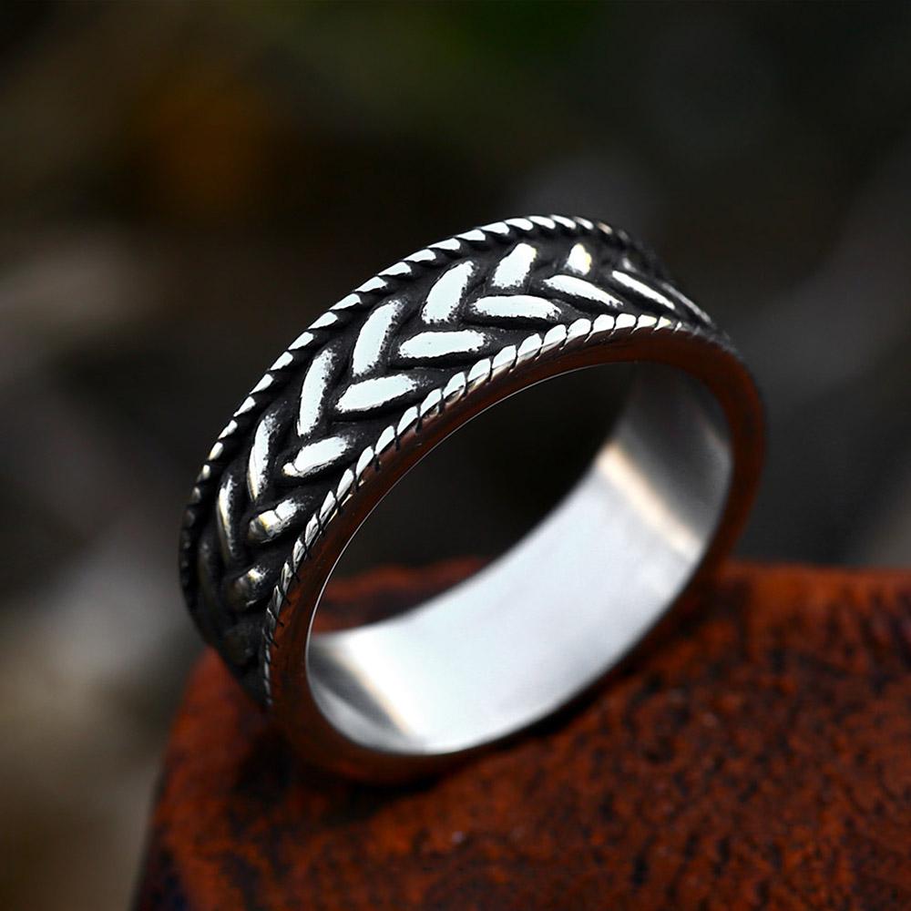 Vintage 316L Stainless Steel Wheat Ring Fashion Nordic Viking Celtic Knot Ring for Men Women Simple Party Jewelry Gift Wholesale
