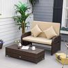 Patio an Daybed Wi Chions, Wier Outdoor Bed R w/Love, Storage Ottoman, Coffee and Side Bles, for Poolside, Porch, Bkyard, Beige