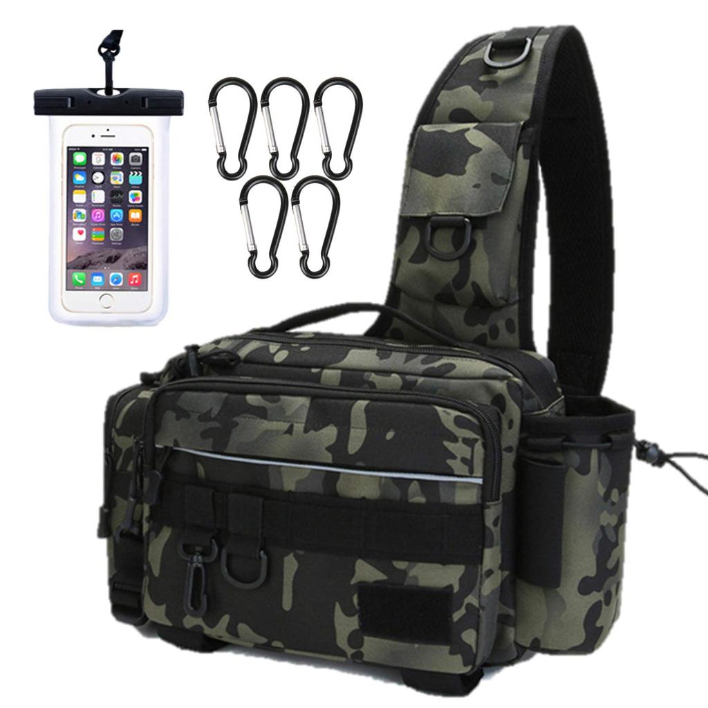 Fishing Shoulder Large Tackle Bag for Run and Gun Includes 5 Carabiners and a Waterproof Smartphone Case Nda-style Bag, Bag, Multifunctional,