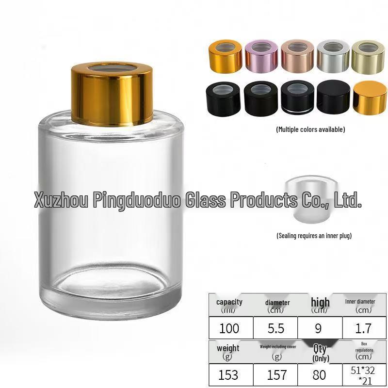50ml Clear Cylindrical Flameless Aroma Diffuser Glass Bottle with Rattan Sticks for Essential Oils - Ideal for Home or Hotel Decor