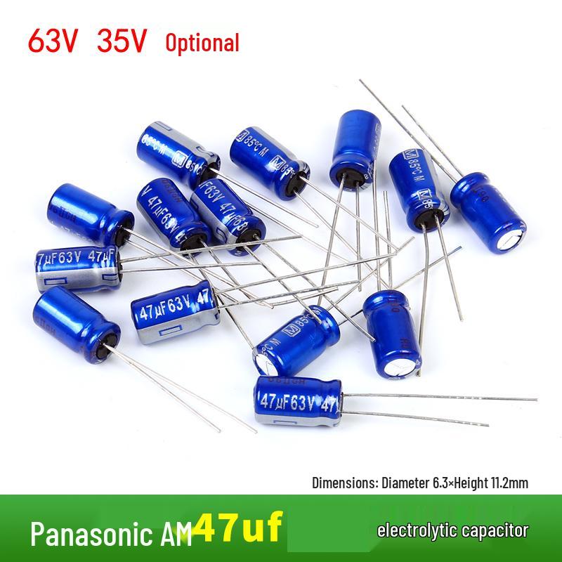 

47мкФ 35В/63В Panasonic Серія AM Аудіофільський Алюмінієвий Електролітичний Конденсатор 35V