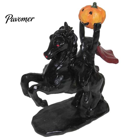Indoor Scary Figurine Halloween Headless Horseman Statue, Vintage Bronze Textured Resin Gothic Horror Figurine, Stable Base Sculpture for Home