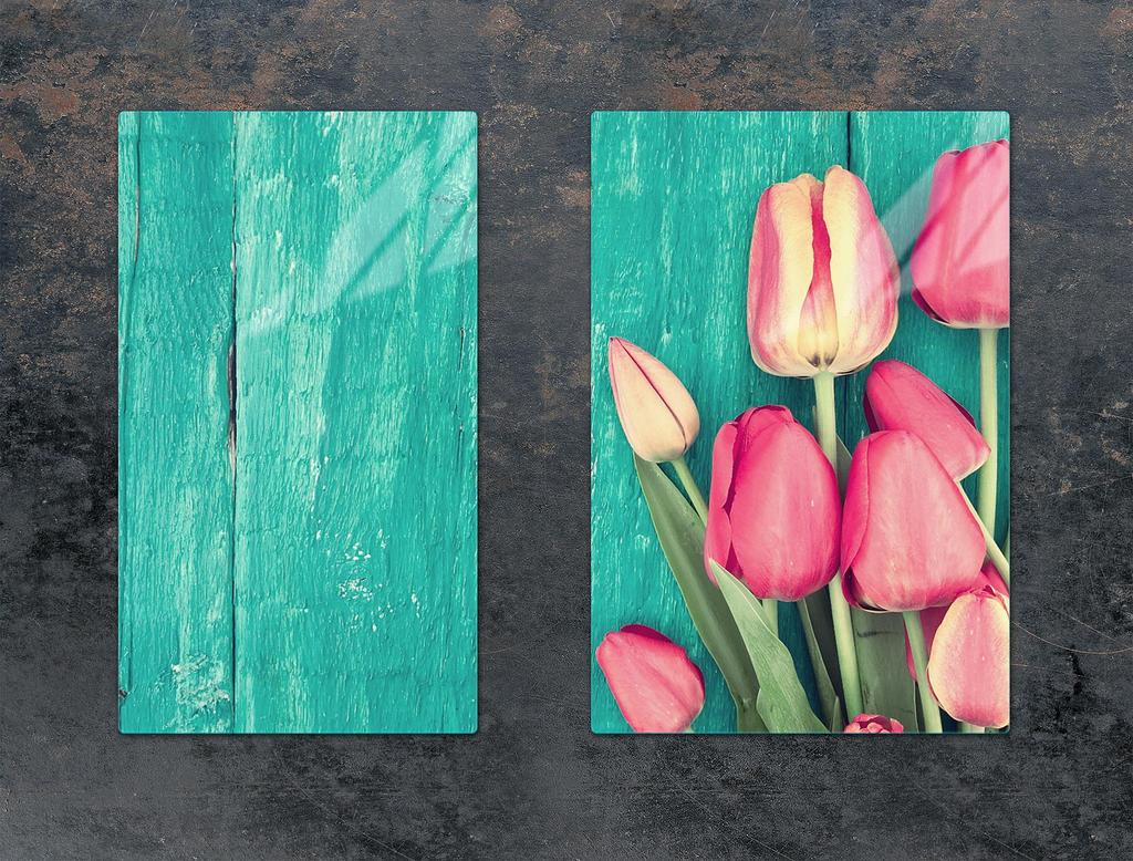 SZKLANA PŁYTA OCHRONNA DO KUCHNI 65x52 TULIPANY