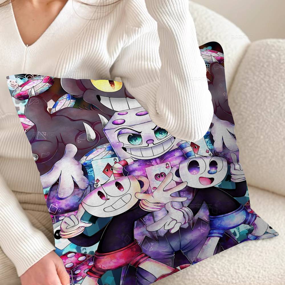 Cartoon Game C-Cuphead Cushion Cover Inches Farmhouse Decor Home Throw Pillow Covers For Couch Decorations