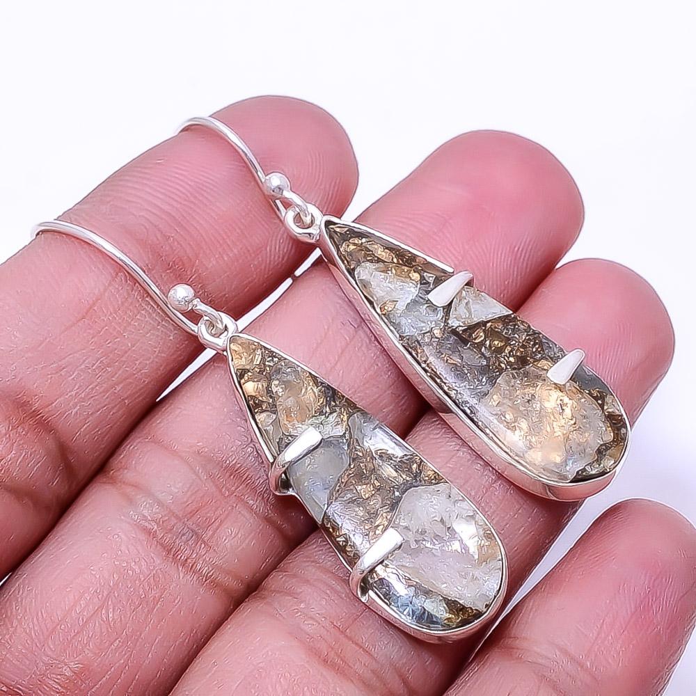 

Copper Aquamarine -Brazil Designer Handmade 925 Sterling Silver Earring 2.03 E7