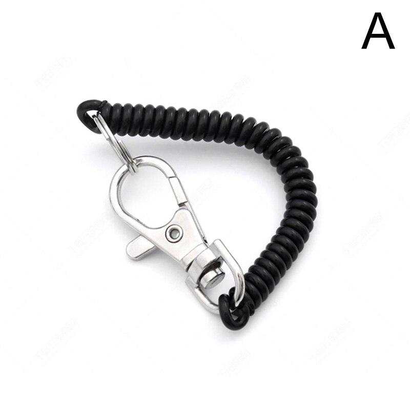 Elastischer Federseil-Schlüsselanhänger, Schlüsselanhänger, silberfarbener Metallkarabiner für Outdoor-Camping, Anti-verlorenes Telefon, Frühlings-Schlüsselanhänger