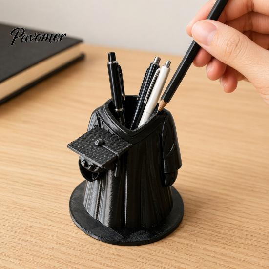 Creative Pen Holder Design Graduation Gown Holder, 3D Printed Grad Pencil Cup, Office Desktop Teacher Gift Organizer for Pens, Makeup Brushes,